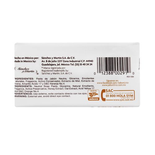 JABON-LIRIO-TOCADOR-AVENA-Y-MIEL-150-GR